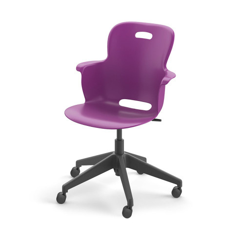 Ethos 18 Inch Storage Base Chair with Swivel Seating Shell, Right Handed Tablet, and Soft Wheel Casters - Purple (25 in 