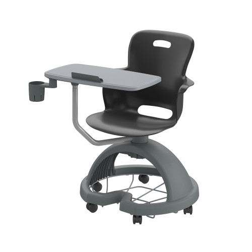 Ethos 18 Inch Storage Base Chair with Swivel Seating Shell, Pencil Rim Work Surface, Cup Holder, and Soft Wheel Casters 