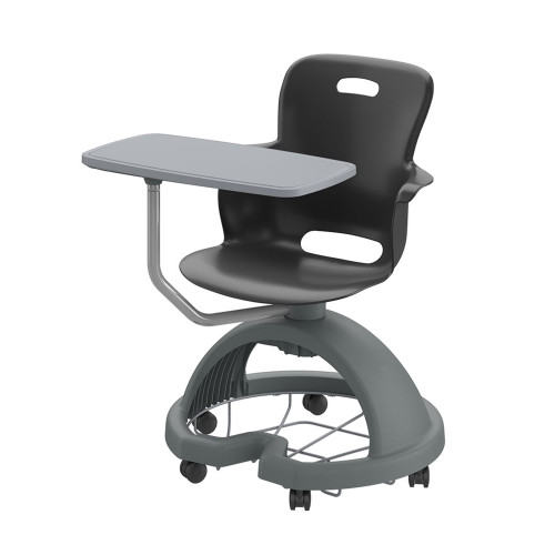 Ethos 18 Inch Storage Base Chair with Swivel Seating Shell and Articulating Work Surface - Black (25 in W x 20 in D x 25