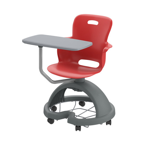 Ethos 18 Inch Storage Base Chair with Swivel Seating Shell and Articulating Work Surface - Red (25 in W x 20 in D x 25 i