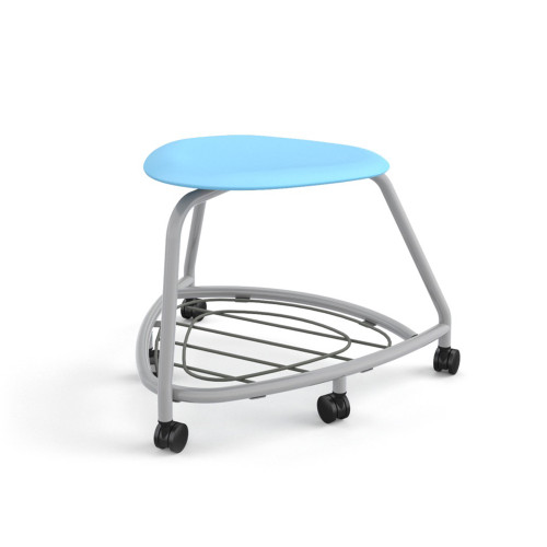 360 Backless Chair with Bookbag Rack and Hard Wheel Casters - Sky (26 in W x 18 in D x 26 in H)