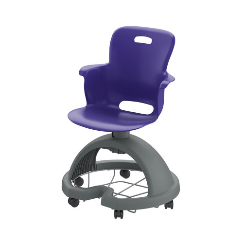 Ethos Five Star Base Chair with Swivel Soft Plastic Seating Shell and Hard Wheel Casters - Navy (25 in W x 20 in D x 25 
