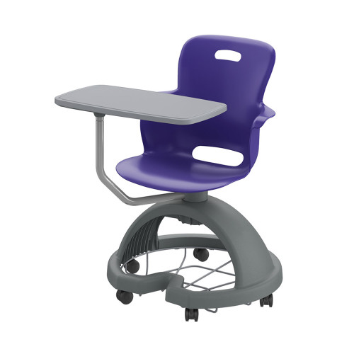 Ethos 18 Inch Storage Base Chair with Swivel Seating Shell and Articulating Work Surface - Navy (25 in W x 20 in D x 25 