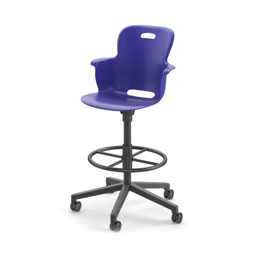 Ethos Five Star Base Stool Height Chair with Swivel Seating Shell and Soft Wheel Casters - Navy (25 in W x 20 in D x 25 
