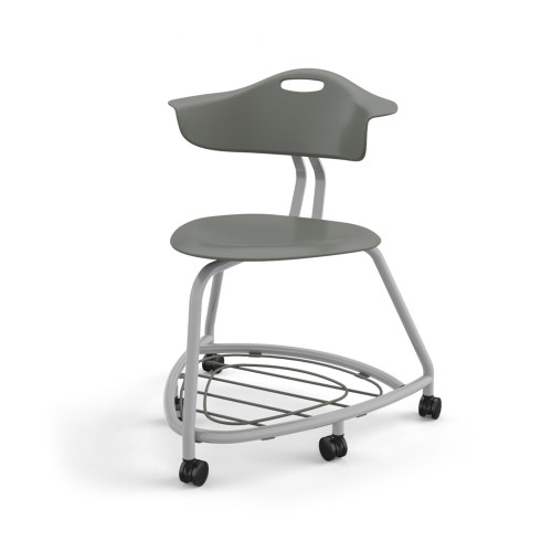 360 Chair with Back, Bookbag Rack, and Hard Wheel Casters - Storm (26 in W x 31.25 in D x 26 in H)