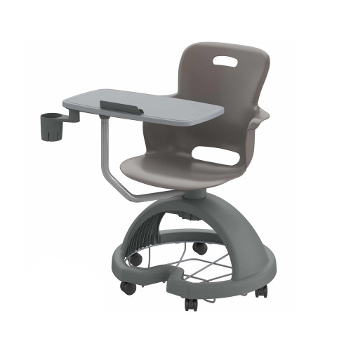 Ethos 18 Inch Storage Base Chair with Swivel Seating Shell, Pencil Rim Work Surface, Cup Holder, and Soft Wheel Casters 