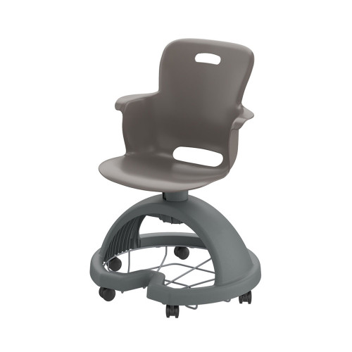 Ethos Five Star Base Chair with Swivel Soft Plastic Seating Shell and Hard Wheel Casters - Storm (25 in W x 20 in D x 25