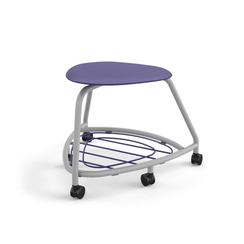 360 Backless Chair with Bookbag Rack and Hard Wheel Casters - Navy (26 in W x 18 in D x 26 in H)