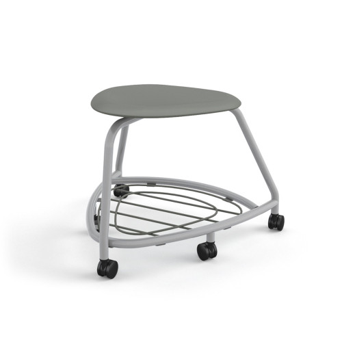 360 Backless Chair with Bookbag Rack and Hard Wheel Casters - Storm (26 in W x 18 in D x 26 in H)