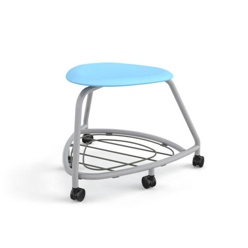 360 Backless Chair with Bookbag Rack and Soft Wheel Casters - Sky (26 in W x 18 in D x 26 in H)