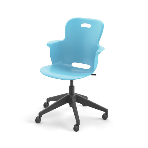 Ethos 18 Inch Storage Base Chair with Swivel Seating Shell, Right Handed Tablet, Cup Holder, and Soft Wheel Casters - Sk