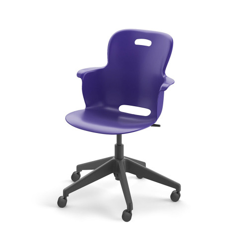 Ethos 18 Inch Storage Base Chair with Swivel Seating Shell, Right Handed Tablet, Cup Holder, and Soft Wheel Casters - Na