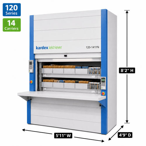 Kardex Lektriever Megamat 120 Vertical Carousel Filing System (VCM) 5'11'' W x 4'9'' D x 8'2'' H - 14 Carrier Letter Leg