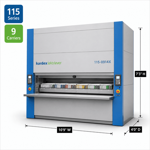 Kardex Lektriever Megamat 115 Vertical Carousel Filing System (VCM) 10'9'' W x 4'0'' D x 7'3'' H - 9 Carrier Letter File