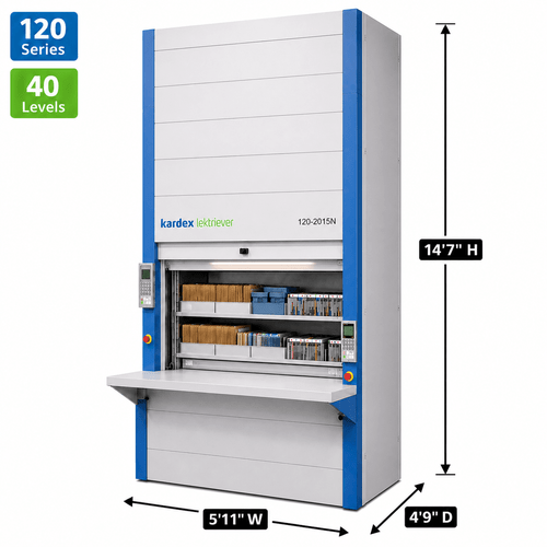 Kardex Lektriever Megamat 120 Vertical Carousel Filing System (VCM) 5'11'' W x 4'9'' D x 14'7'' H - 40 Level Letter Lega