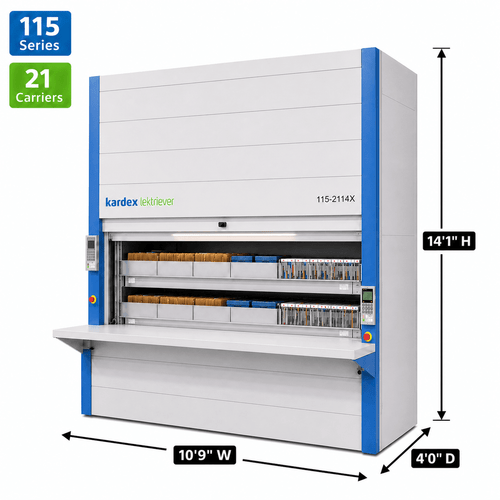 Kardex Lektriever Megamat 115 Vertical Carousel Filing System (VCM) 10'9'' W x 4'0'' D x 14'1'' H - 21 Carrier Letter Fi