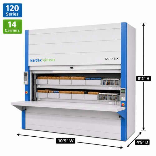 Kardex Lektriever Megamat 120 Vertical Carousel Filing System (VCM) 10'9'' W x 4'9'' D x 8'2'' H - 14 Carrier Letter Leg