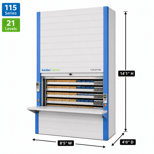 Kardex Lektriever Megamat 115 Vertical Carousel Filing System (VCM) 8'5'' W x 4'0'' D x 14'1'' H - 21 Carrier Letter Fil