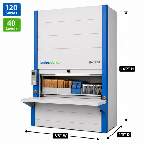 Kardex Lektriever Megamat 120 Vertical Carousel Filing System (VCM) 8'5'' W x 4'9'' D x 14'7'' H - 40 Level Letter Legal