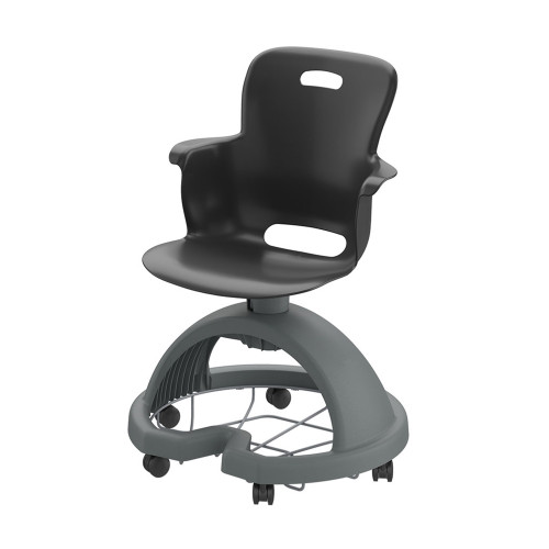 Ethos 18 Inch Storage Base Chair with Swivel Soft Plastic Seating Shell and Backpack Storage - Black (25 in W x 20 in D 