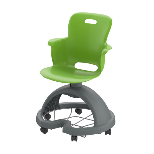 Ethos 18 Inch Storage Base Chair with Swivel Soft Plastic Seating Shell and Backpack Storage - Green Apple (25 in W x 20
