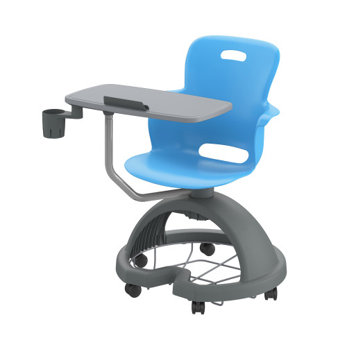 Ethos 18 Inch Storage Base Chair with Swivel Seating Shell, Tablet Work Surface, and Cup Holder - Sky (25 in W x 20 in D