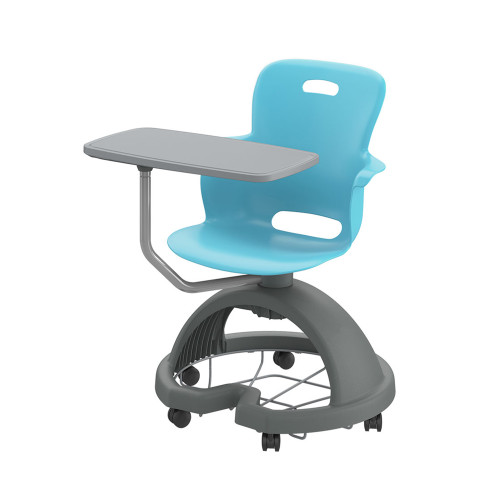 Ethos 18 Inch Storage Base Chair with Swivel Seating Shell, Pencil Rim Work Surface, and Soft Wheel Casters - Sky (25 in