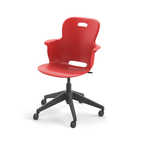 Ethos Five Star Base Chair with Swivel Seating Shell and Soft Wheel Casters - Red (25 in W x 20 in D x 25 in H)