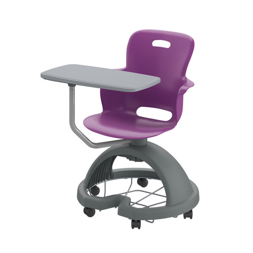 Ethos 18 Inch Storage Base Chair with Swivel Seating Shell, Pencil Rim Work Surface, and Soft Wheel Casters - Purple (25