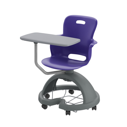 Ethos 18 Inch Storage Base Chair with Swivel Seating Shell, Pencil Rim Work Surface, and Soft Wheel Casters - Navy (25 i
