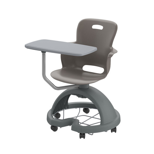 Ethos 18 Inch Storage Base Chair with Swivel Seating Shell, Pencil Rim Work Surface, and Soft Wheel Casters - Storm (25 