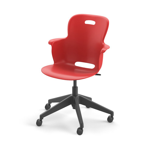 Ethos Five Star Base Chair with Swivel Soft Plastic Seating Shell and Hard Wheel Casters - Red (25 in W x 20 in D x 25 i