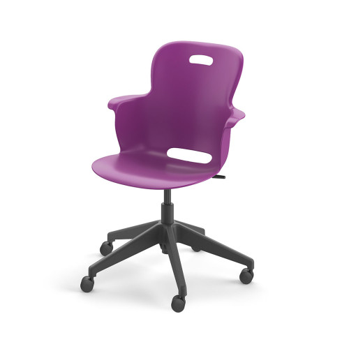 Ethos Five Star Base Chair with Swivel Seating Shell and Soft Wheel Casters - Purple (25 in W x 20 in D x 25 in H)
