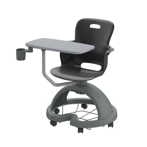 Ethos 18 Inch Storage Base Chair with Swivel Seating Shell, Pencil Rim Work Surface, Cup Holder, and Soft Wheel Casters 
