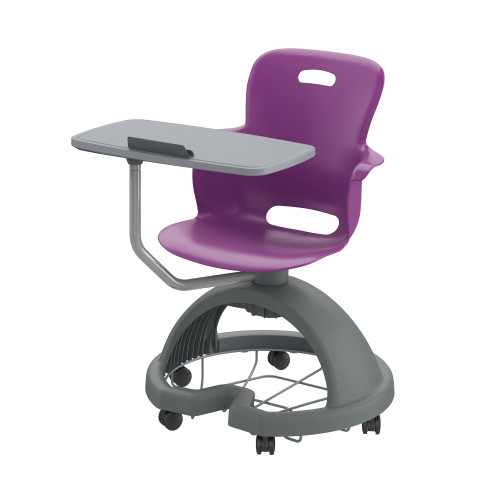 Ethos 18 Inch Storage Base Chair with Swivel Seating Shell and Right-Handed Tablet Work Surface - Purple (25 in W x 20 i