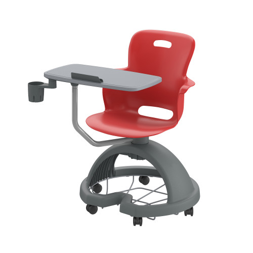 Ethos 18 Inch Storage Base Chair with Swivel Seating Shell, Right Handed Tablet, Cup Holder, and Soft Wheel Casters - Re