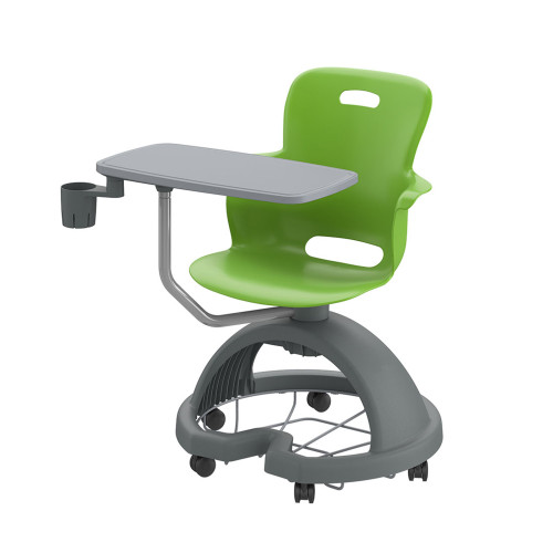 Ethos 18 Inch Storage Base Chair with Swivel Seating Shell, Pencil Rim Work Surface, Cup Holder, and Soft Wheel Casters 