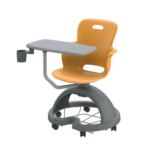 Ethos 18 Inch Storage Base Chair with Swivel Seating Shell, Pencil Rim Work Surface, Cup Holder, and Soft Wheel Casters 