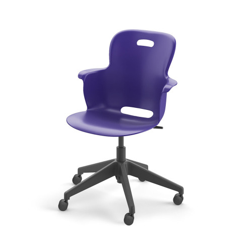Ethos Five Star Base Chair with Swivel Soft Plastic Seating Shell and Hard Wheel Casters - Navy (25 in W x 20 in D x 25 