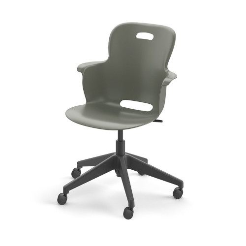 Ethos Five Star Base Chair with Swivel Soft Plastic Seating Shell and Hard Wheel Casters - Storm (25 in W x 20 in D x 25
