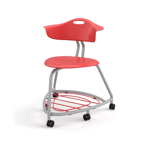 360 Chair with Back, Bookbag Rack, and Hard Wheel Casters - Red (26 in W x 31.25 in D x 26 in H)