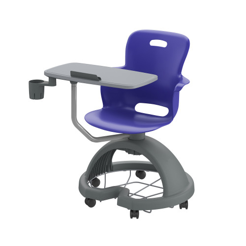 Ethos 18 Inch Storage Base Chair with Swivel Seating Shell, Right Handed Tablet, Cup Holder, and Soft Wheel Casters - Na