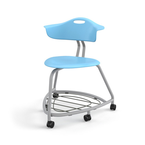 360 Chair with Back, Bookbag Rack, and Hard Wheel Casters - Sky (26 in W x 31.25 in D x 26 in H)