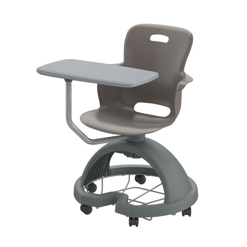 Ethos 18 Inch Storage Base Chair with Swivel Seating Shell and Articulating Work Surface - Storm (25 in W x 20 in D x 25