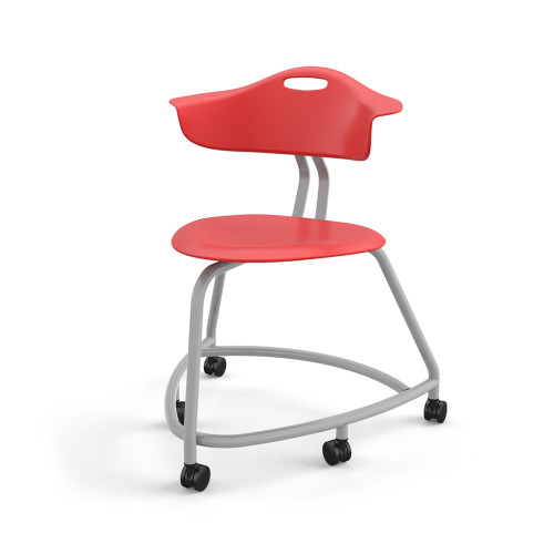 360 Chair with Back and Hard Wheel Casters - Red (26 in W x 31.25 in D x 26 in H)