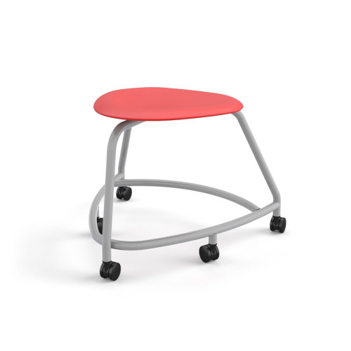 360 Backless Chair with Hard Wheel Casters - Red (26 in W x 18 in D x 26 in H)