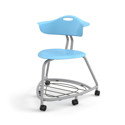 360 Chair with Back, Bookbag Rack, and Soft Wheel Casters - Sky (26 in W x 31.25 in D x 26 in H)