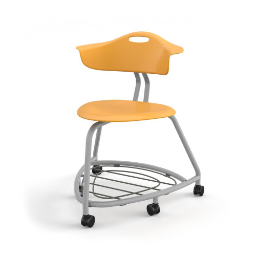 360 Chair with Back, Bookbag Rack, and Soft Wheel Casters - Orange (26 in W x 31.25 in D x 26 in H)