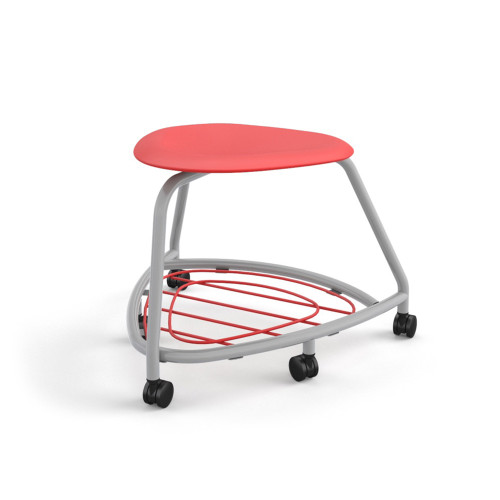360 Backless Chair with Bookbag Rack and Soft Wheel Casters - Red (26 in W x 18 in D x 26 in H)