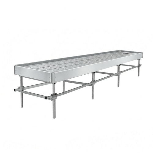 Stationary Ebb & Flow Greenhouse Bench for Indoor Farming - 2'W x 12'L (144 in W x 0 in D x 24 in H)
